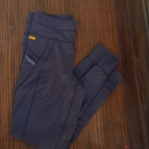 Lole Women gray High Rise Waist Mesh Yoga Leggings Size XS